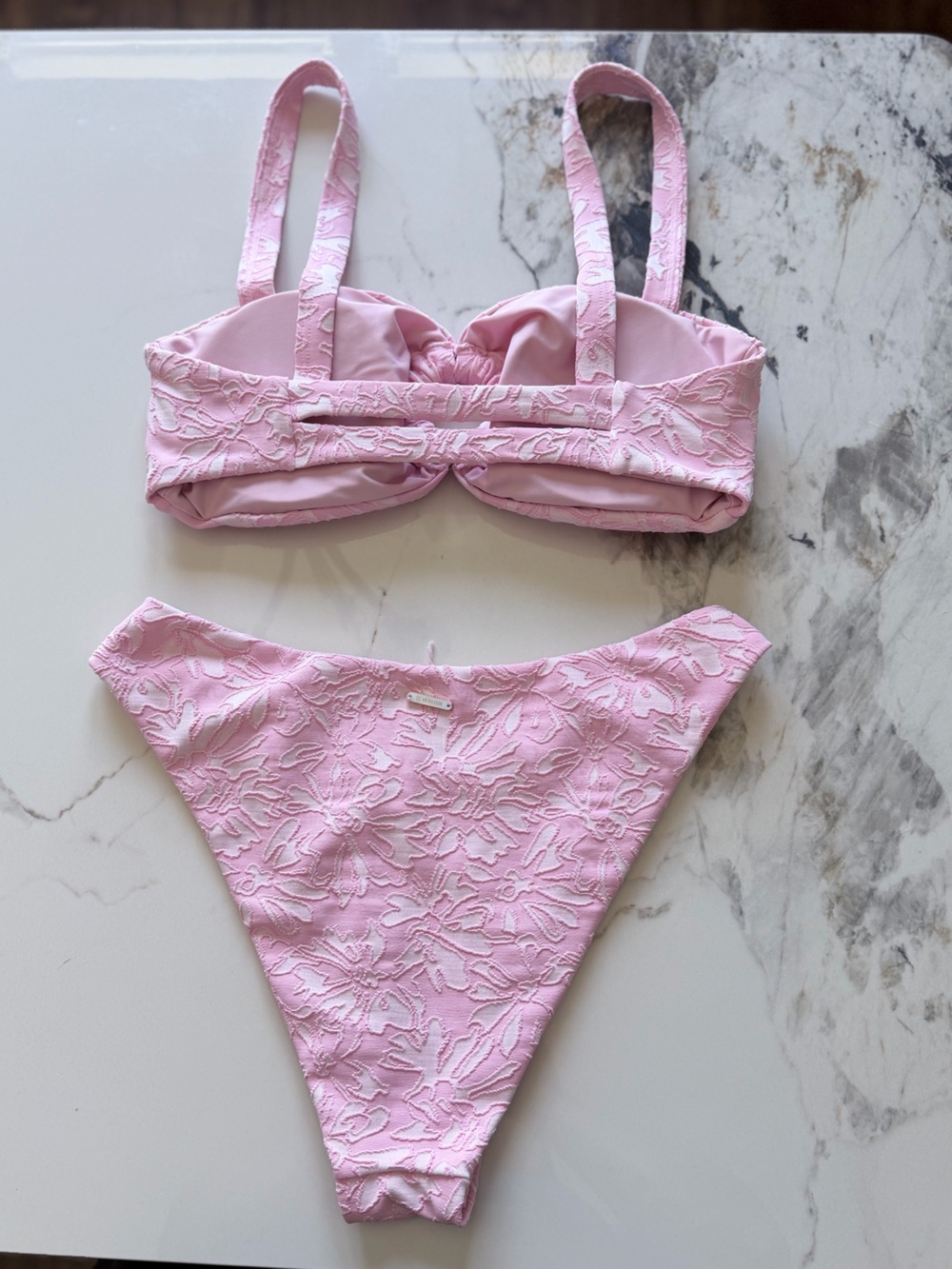 Pink Textured O-Ring Bikini Set - Picture 2 of 4